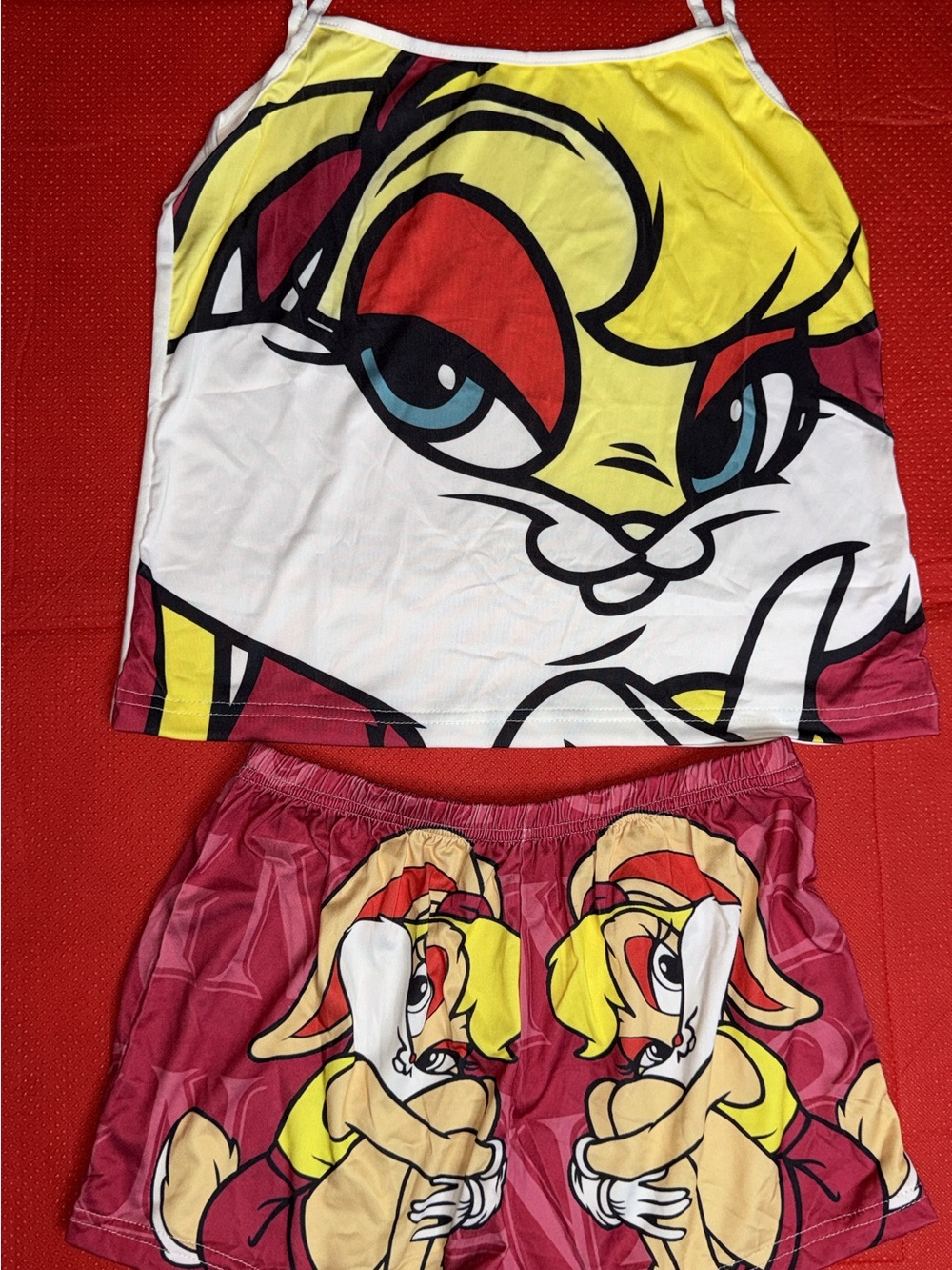 Girls Yellow & Pink Cartoon Bunny Pajama Set